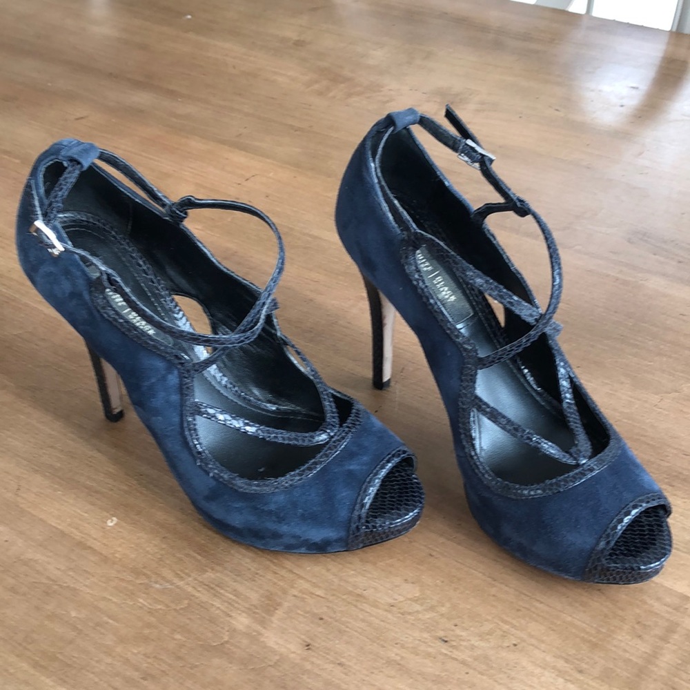 4-1/2” navy blue Whote House Black Market pumps.